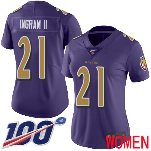 Baltimore Ravens Limited Purple Women Mark Ingram II Jersey NFL Football #21 100th Season Rush Vapor Untouchable->women nfl jersey->Women Jersey